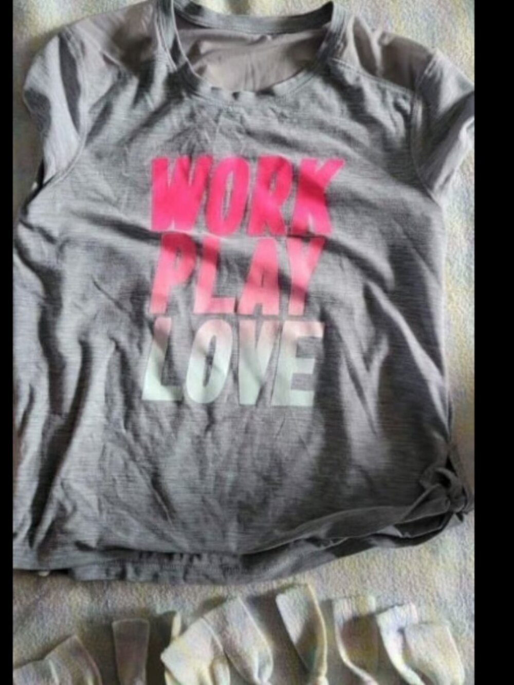 Girls size large "work play love" tshirt
